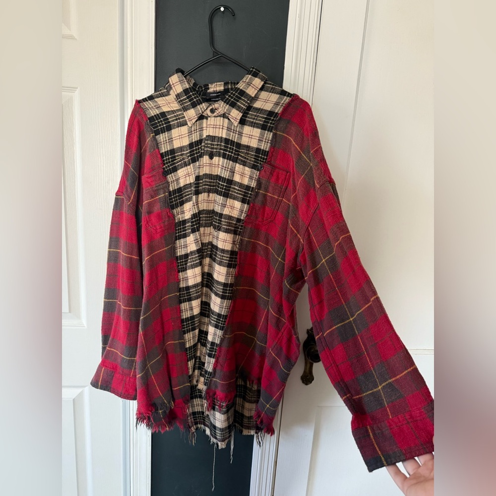 R13 Patchwork oversized distressed shirt